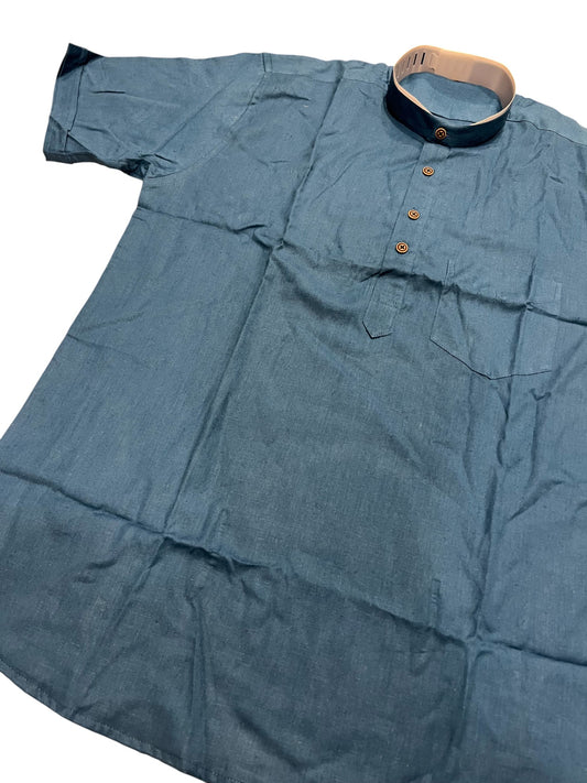 Southloom Blue Short Cotton Kurta Shirt for Men