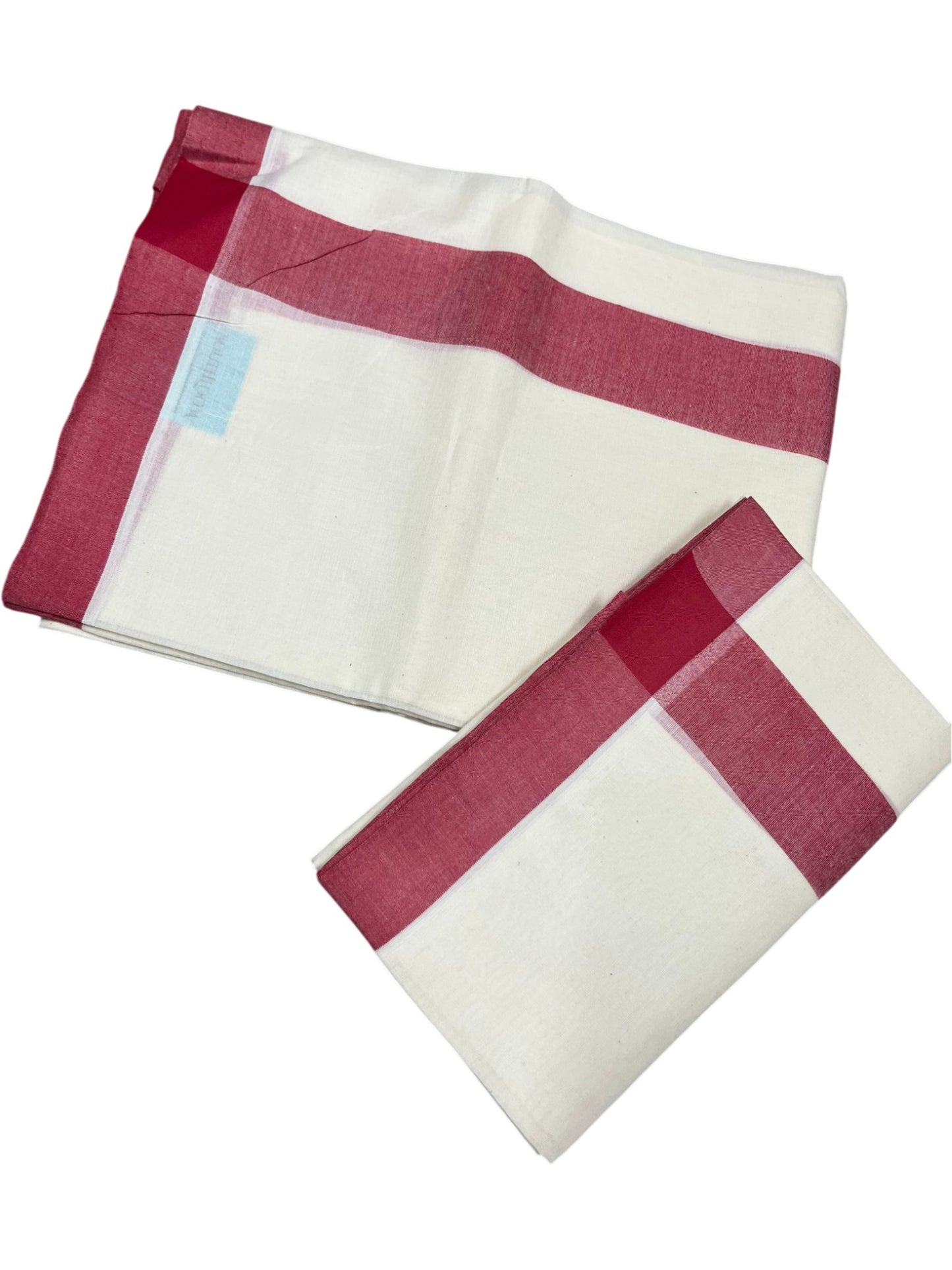 Southloom Pure Cotton Kerala Single Mulloth Set Mundu (Mundum Neriyathum) Red Border in 2.50 mtrs SL243