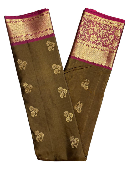 Southloom Premium Handloom Bridal Kanchipuram Silk Saree with Korvai Work