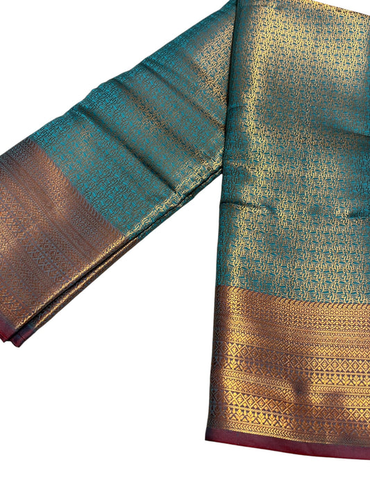 Southloom Premium Semi Silk Zari Work Brocade Saree in Bridal Blue with Matching Pallu
