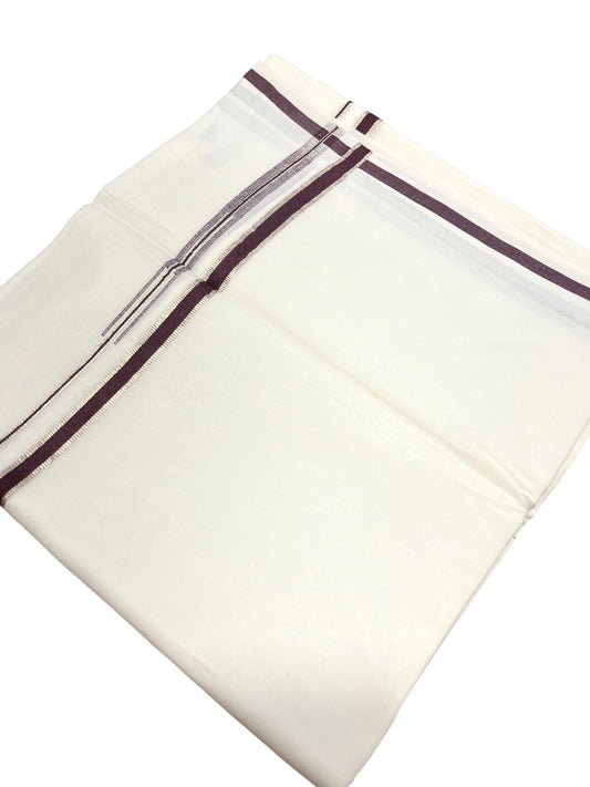 Pure White Cotton Double Mundu with puliyilakara (South Indian Dhoti)