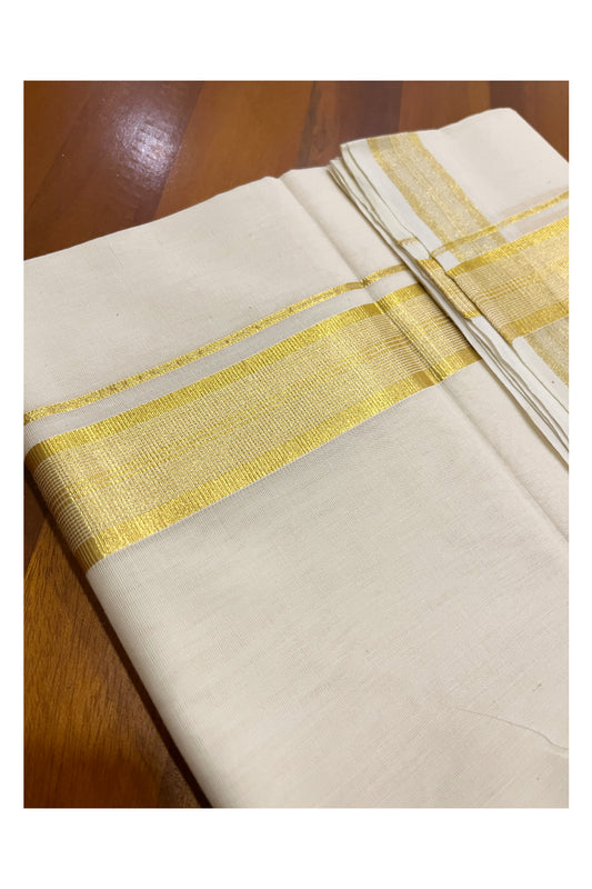 Southloom Super Premium Balaramapuram Unakkupaavu Handloom Mundu with Kasavu Lines Border (South Indian Kerala Dhoti)