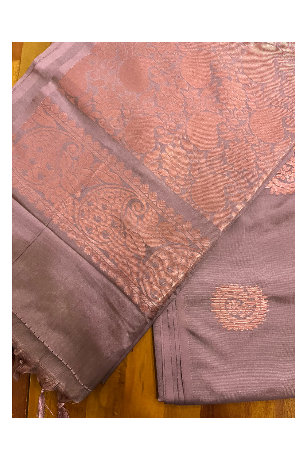 Southloom Soft Silk Brown Designer Woven Saree with  Heavy Work on Pallu