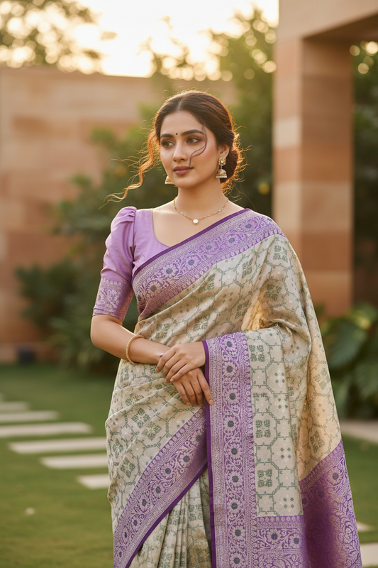 Southloom  Banarasi Silk Saree with Woven Work on Body and Borders