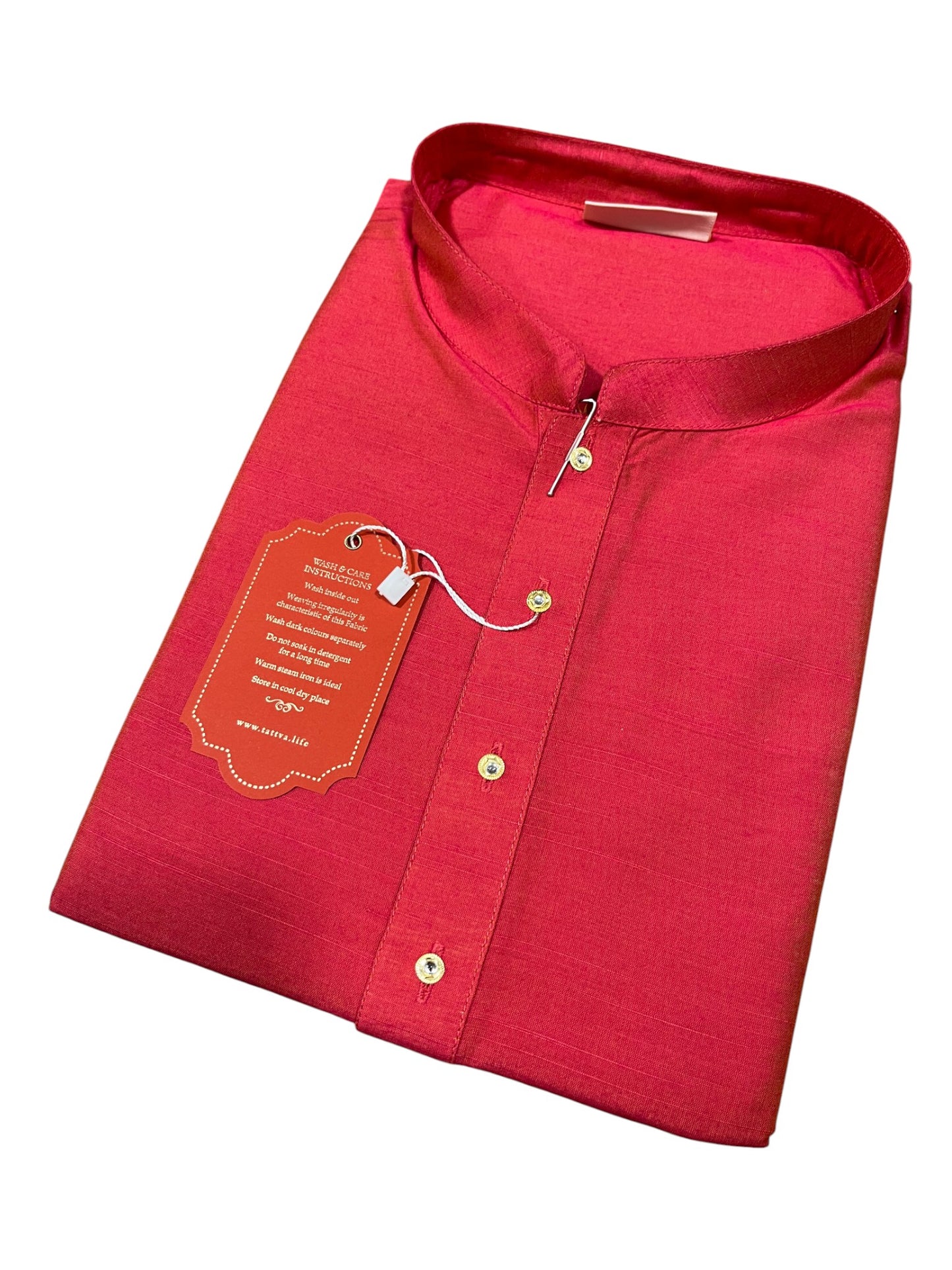 Southloom Semi Silk Short Kurta for Men in Magenta Colour