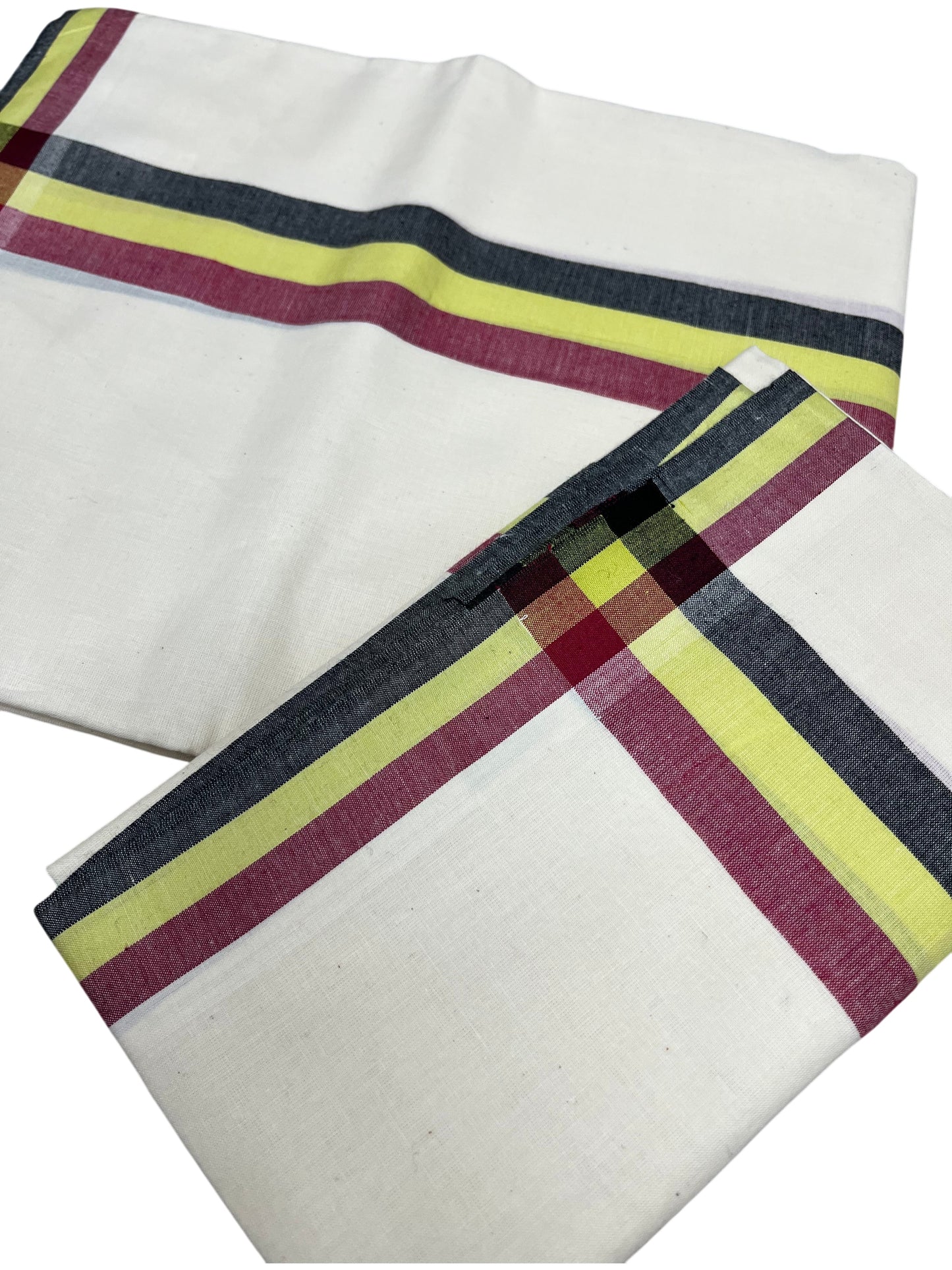 Southloom Kerala Mulloth Cotton Single Mundum Neriyathum with Black and Yellow Border SL243