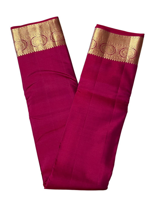 Southloom Pure Handloom Bridal Kanchipuram Silk Saree with Korvai Work (Magenta)