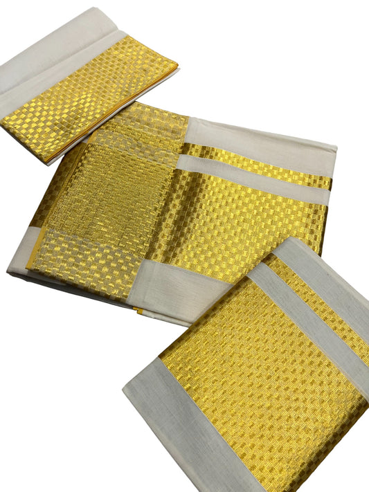 Southloom Premium Handloom Set Mundu with Paa Neythu Kasavu Design Border 2.80 Mtrs