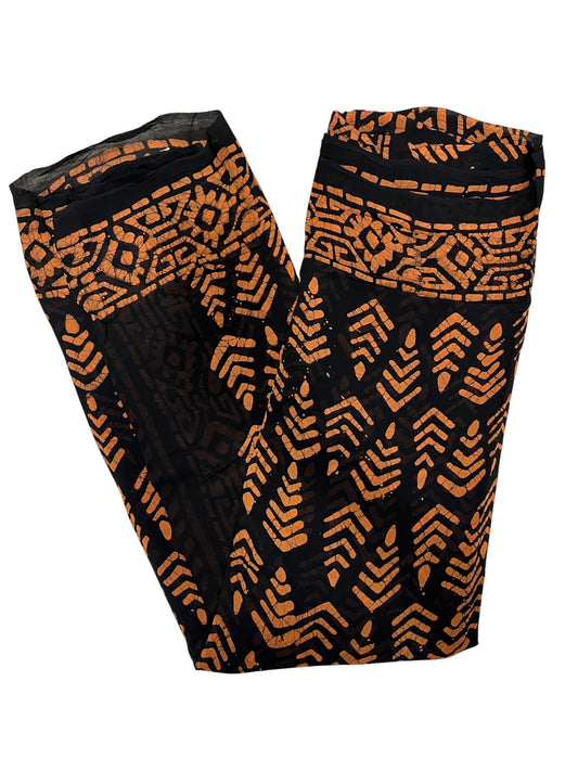 Southloom Georgette Saree with Floral Works Across Body in Black and Orange