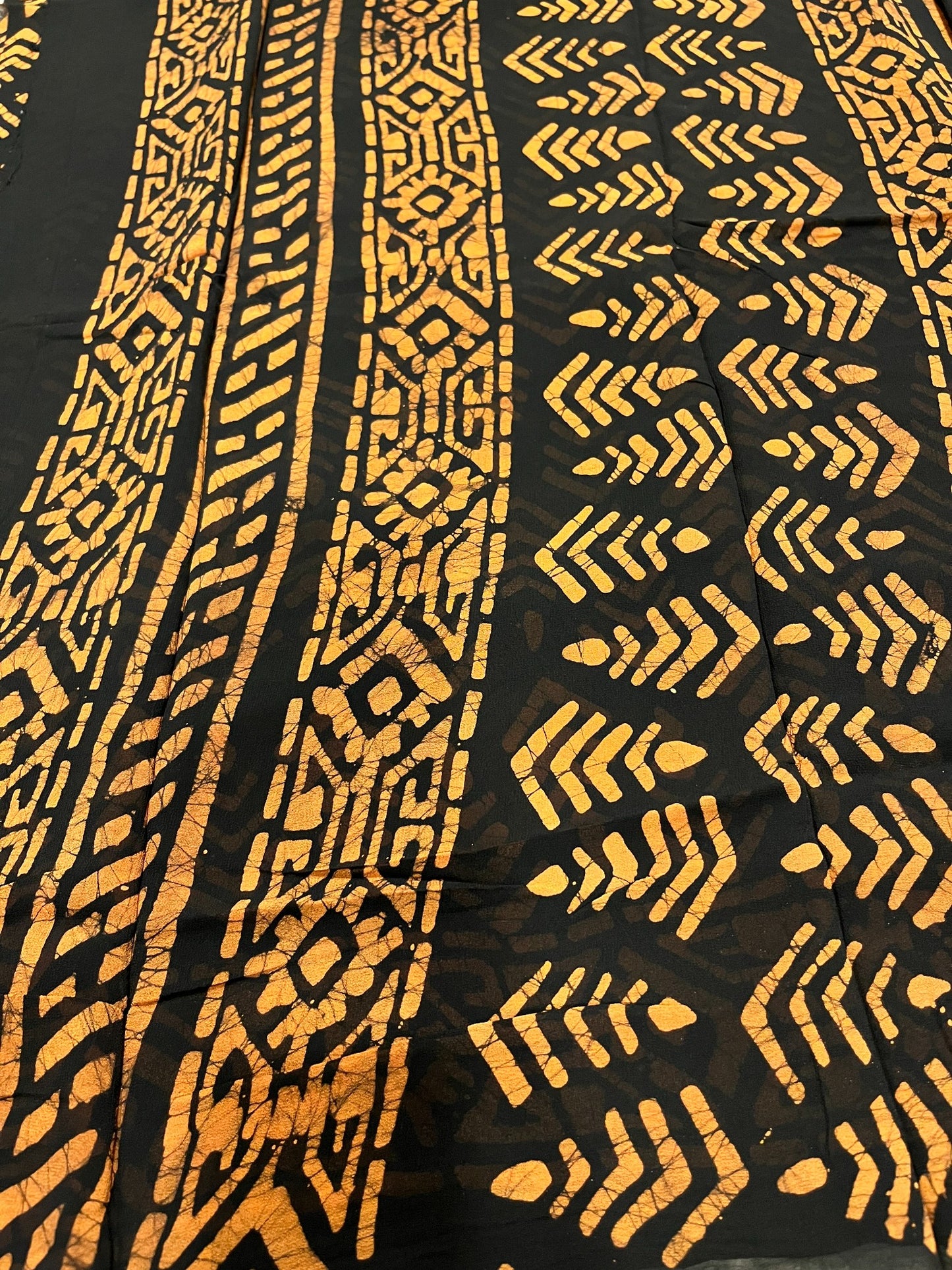 Southloom Georgette Saree with Floral Works Across Body in Black and Orange