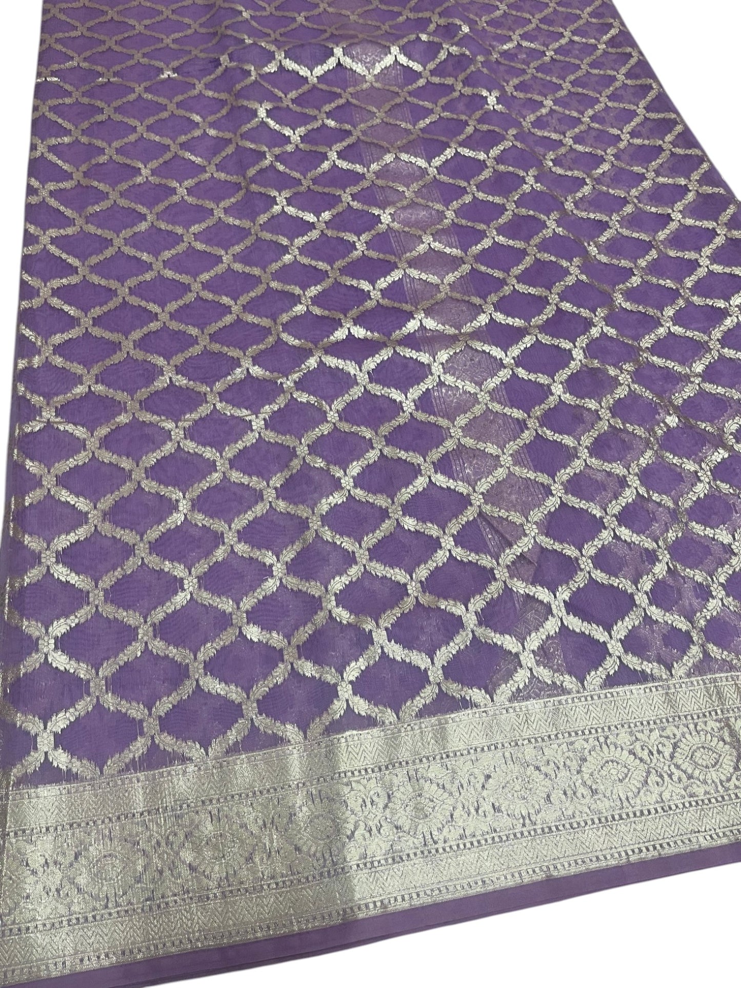 Southloom Cotton Banarasi Silk Saree with Woven Work on Body and Borders (Lavander)
