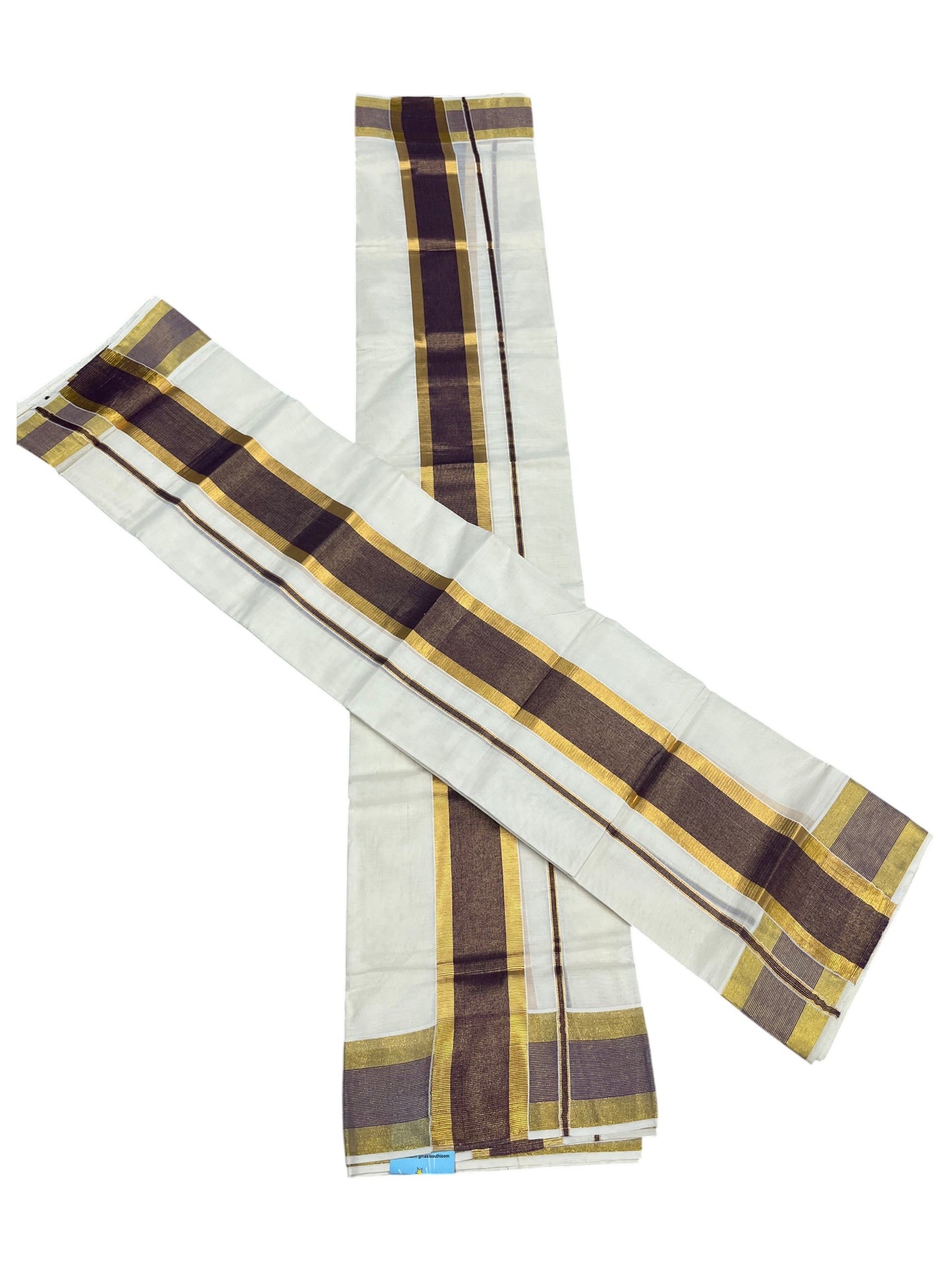 Southloom Pure Cotton Kerala Single Set Mundu (Mundum Neriyathum) with Purple  and Kasavu Border 2.80 Mtrs SLKK