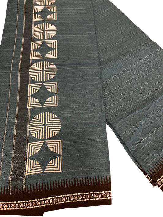Southloom Blue Printed Single Mundu / Otta Mundu / Lungi (South Indian Kerala Dhoti)