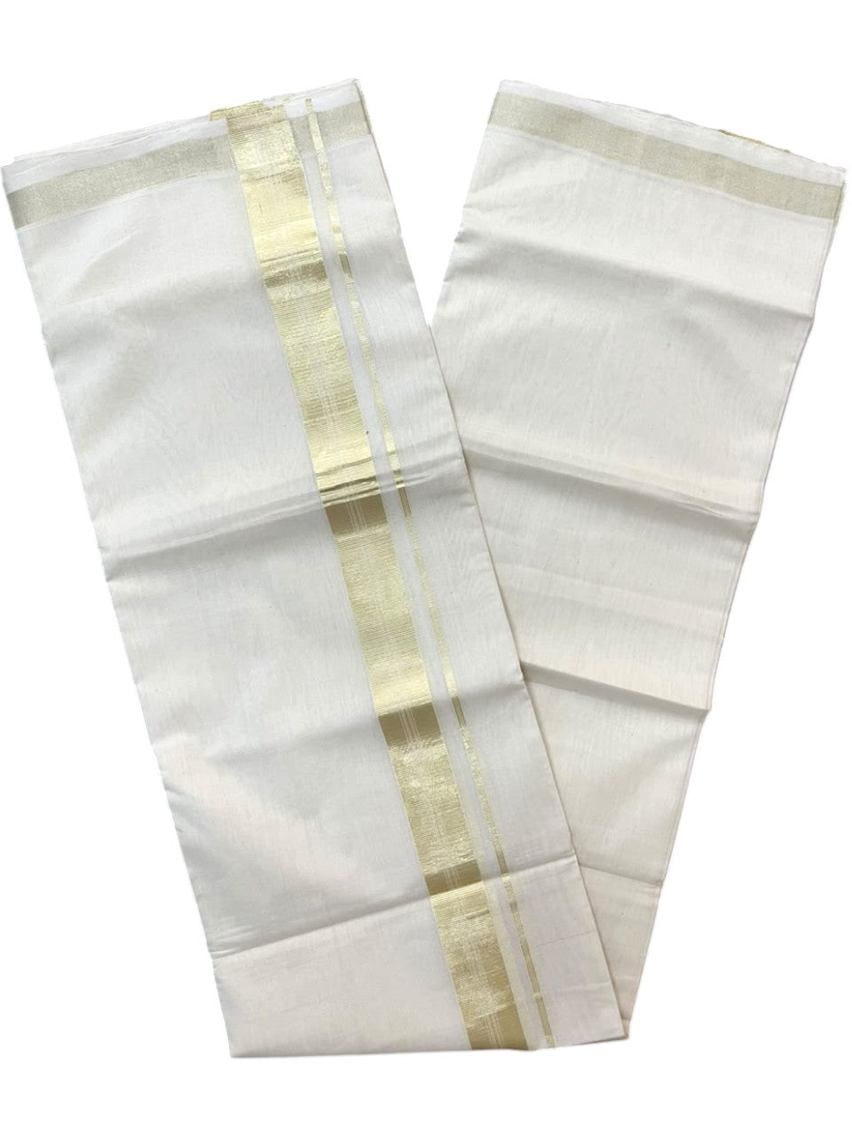 Southloom Balaramapuram Unakkupaavu Premium Handloom Cotton Double Mundu with Gold Kasavu Border