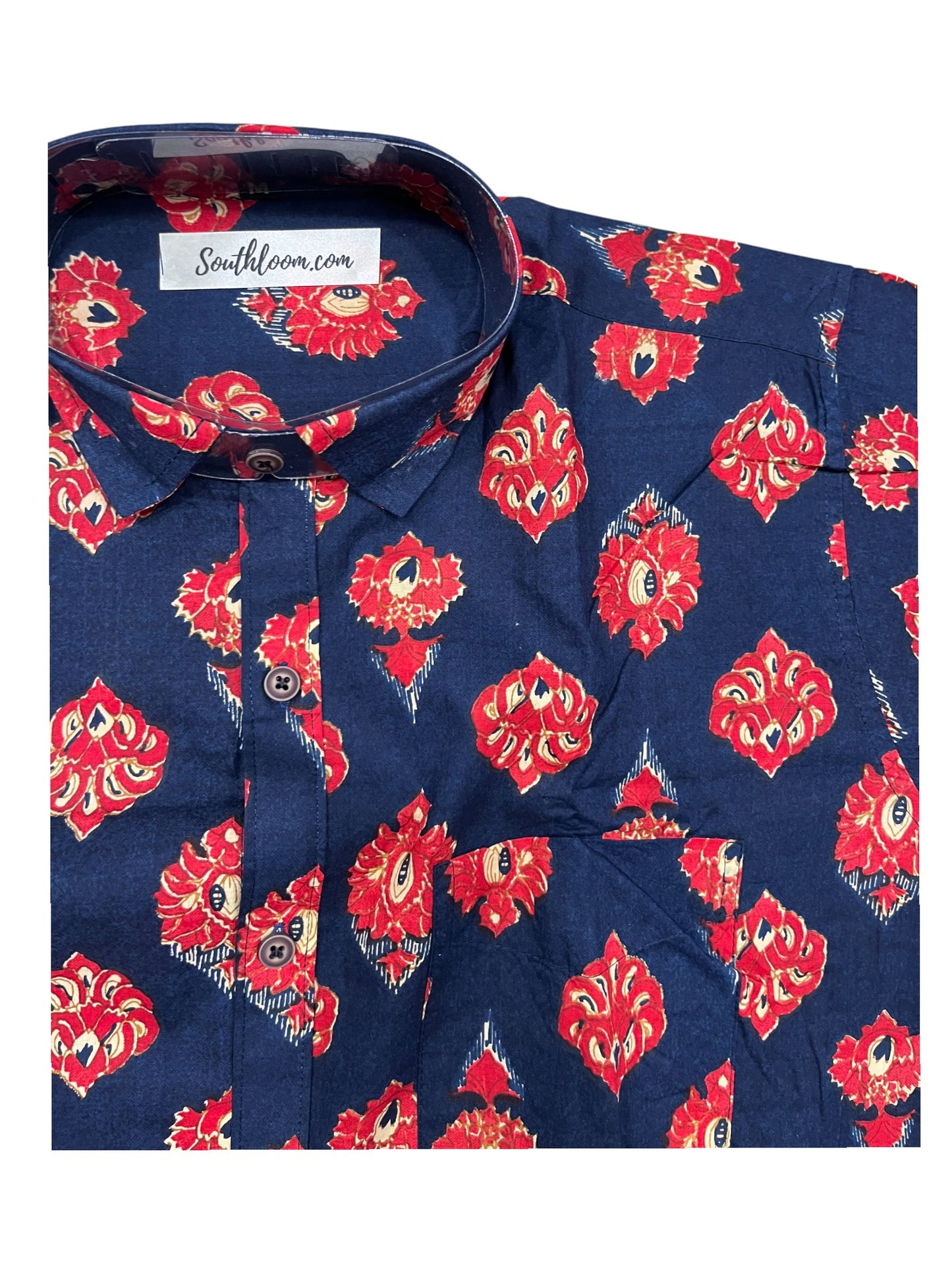 Southloom Jaipur Pure Cotton Block Printed Shirt for Men (Medium)