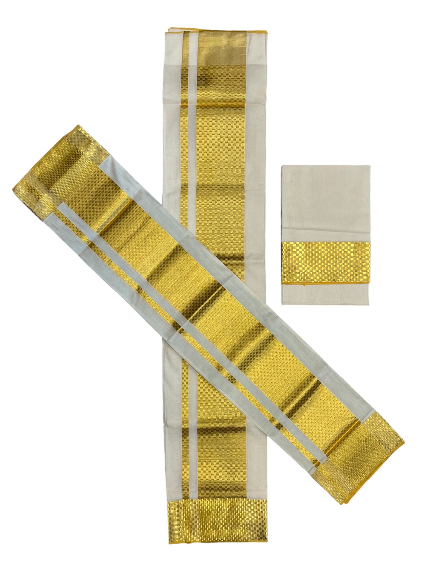 Southloom Premium Handloom Set Mundu with Paa Neythu Kasavu Design Border 2.80 Mtrs