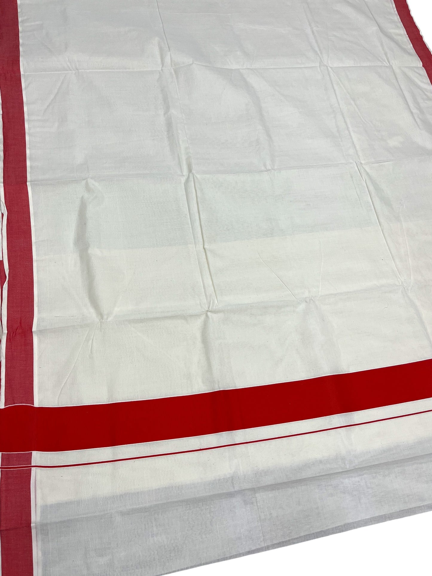 Southloom Kerala Pure Cotton Plain Kasavu Saree with Red Border
