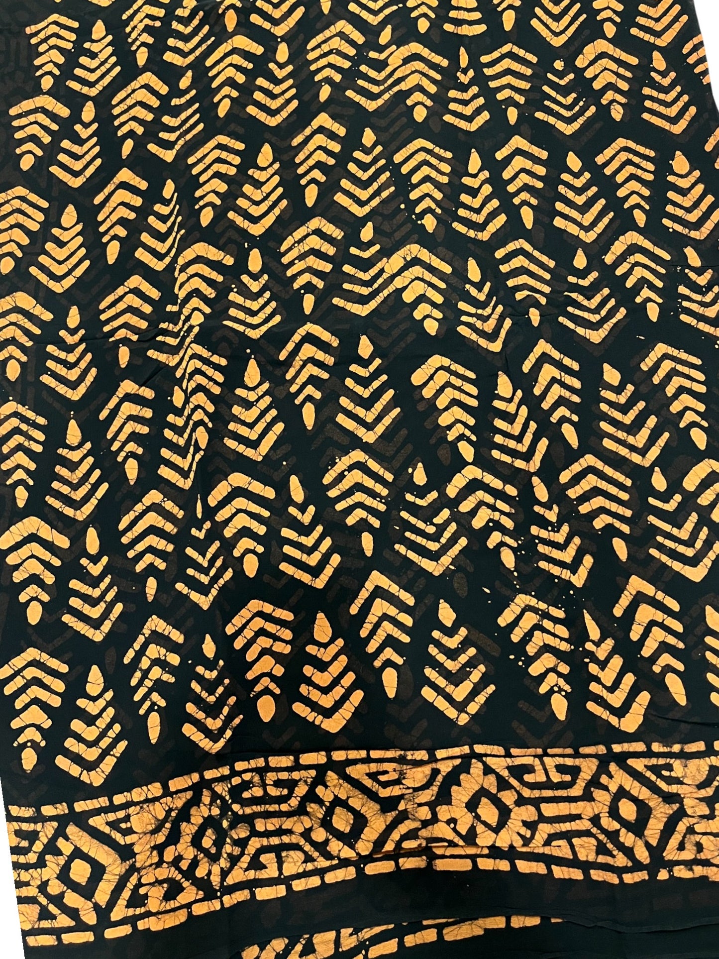 Southloom Georgette Saree with Floral Works Across Body in Black and Orange