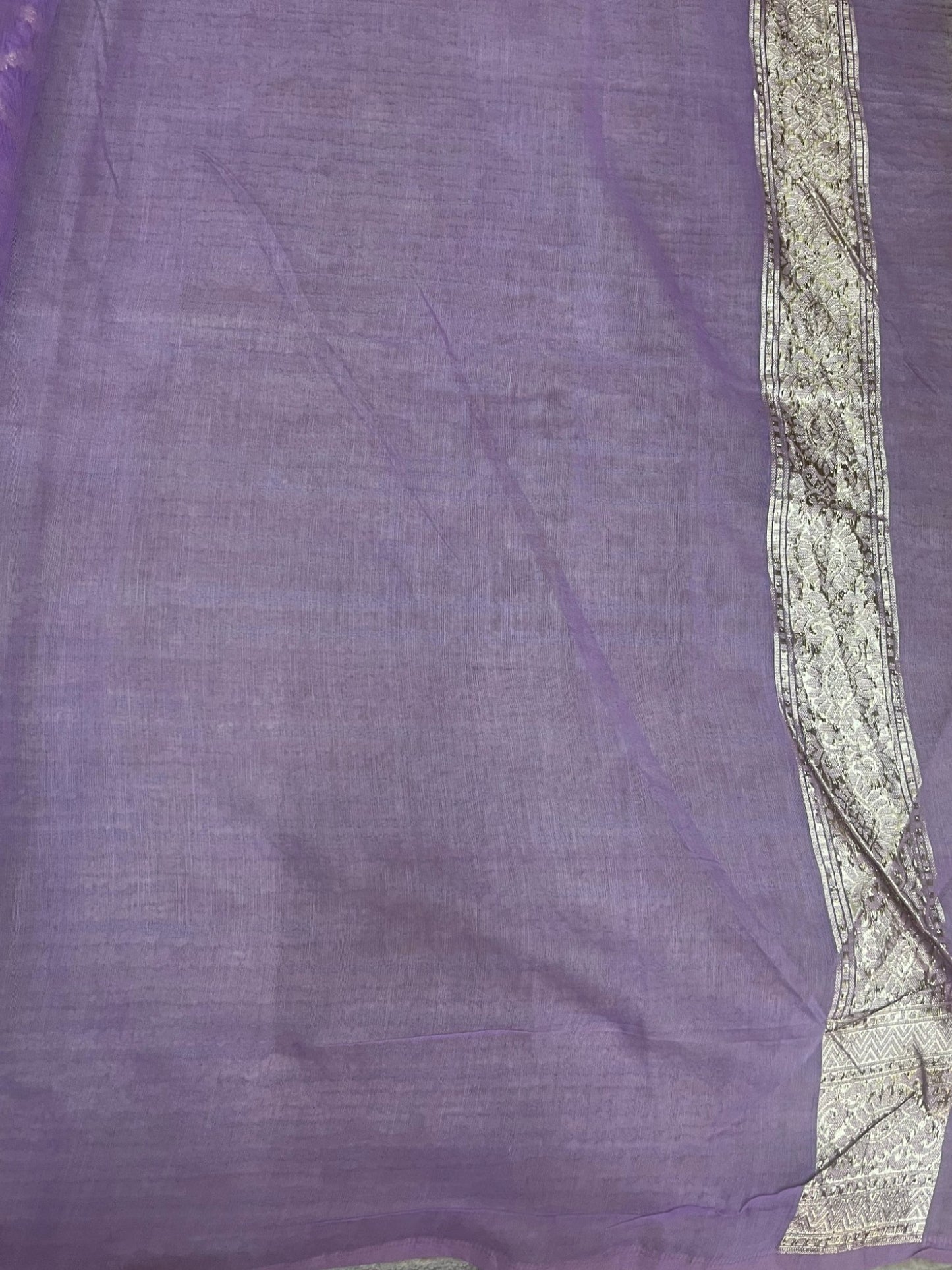 Southloom Cotton Banarasi Silk Saree with Woven Work on Body and Borders (Lavander)