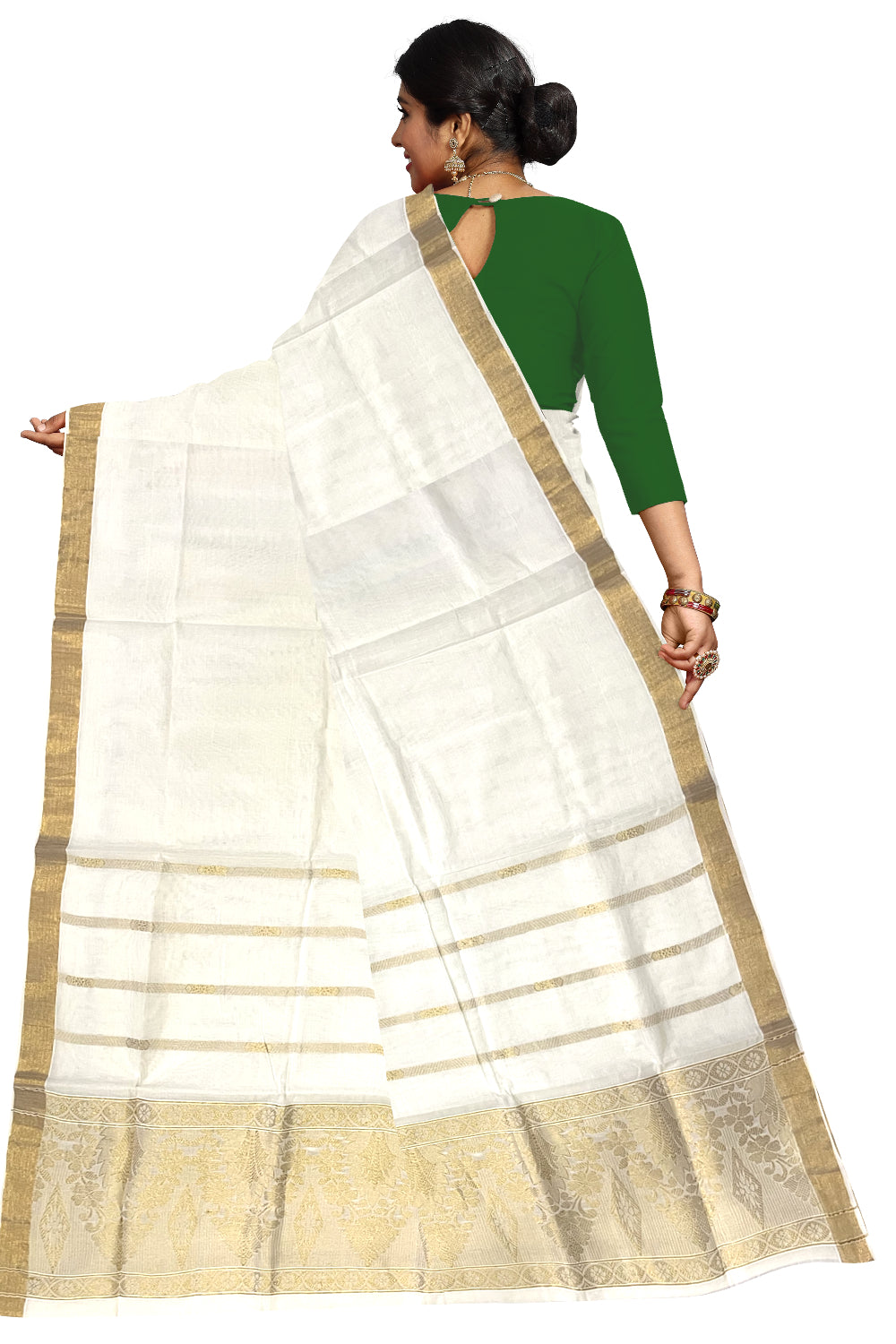 Kerala Kasavu Heavy Woven Work Cotton Saree (Onam Saree 2023)