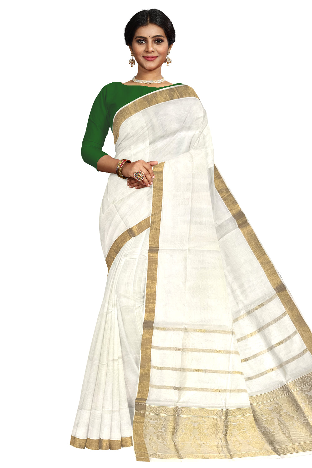 Kerala Kasavu Heavy Woven Work Cotton Saree (Onam Saree 2023)