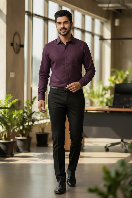 Pure Cotton Purple Solid Shirt SLSHIRT 46 FS
