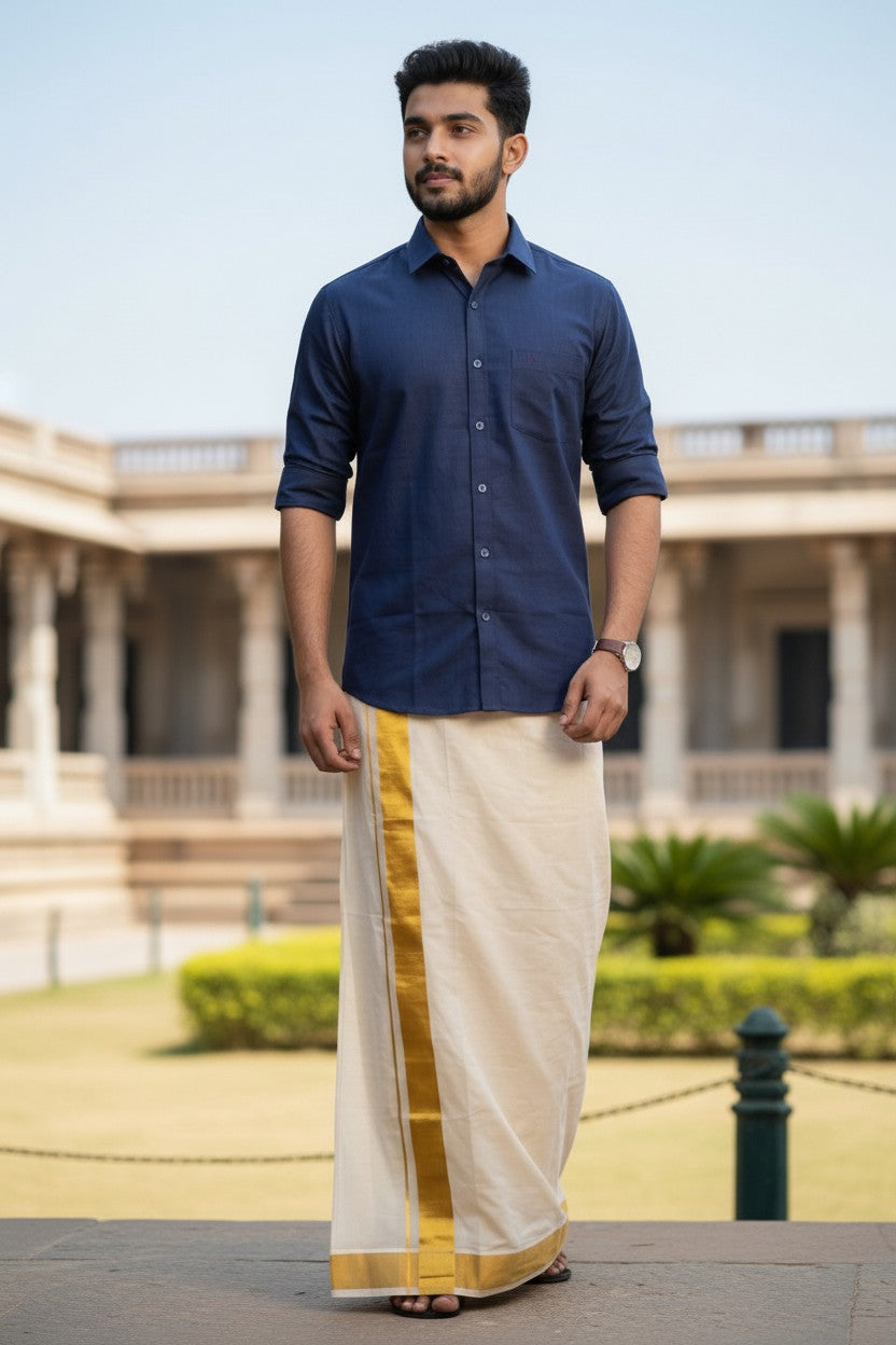 Pure Cotton Blue Solid Shirt SLSHIRT 46 FS