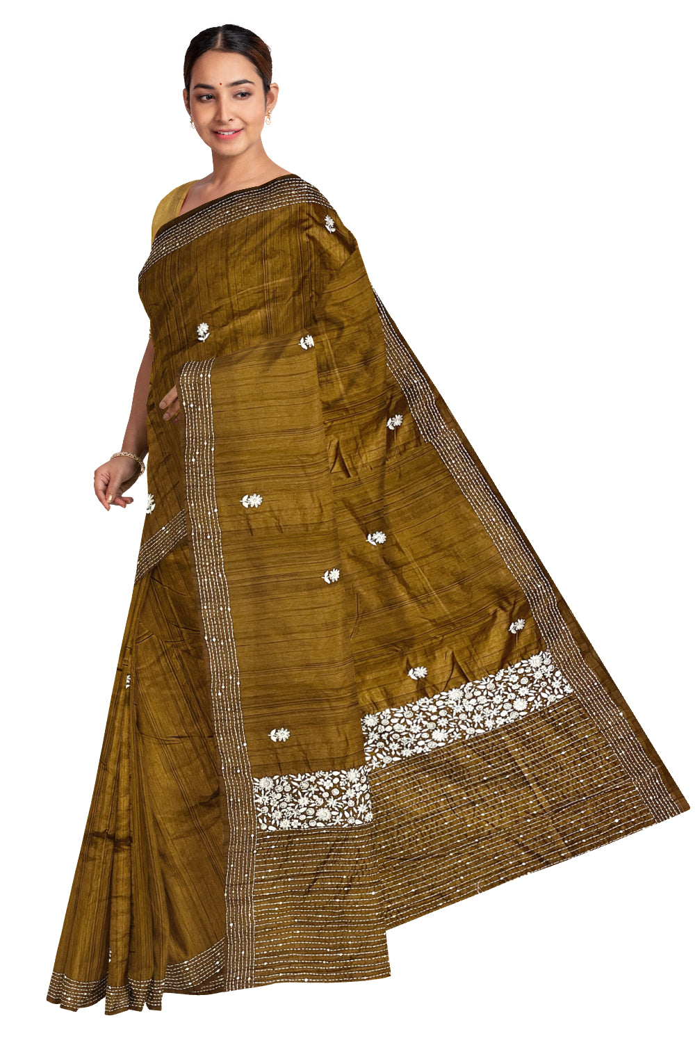 Southloom Yellow Saree with Designer Thread Works