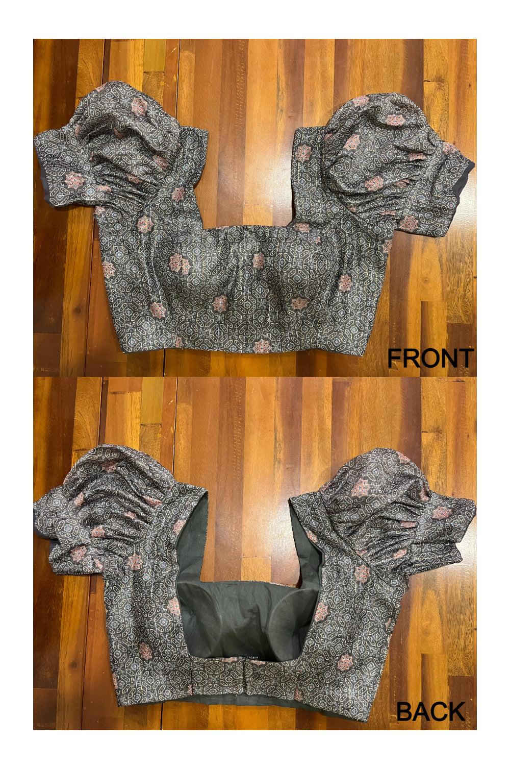 Southloom Grey Rust Ajrakh Printed Ready Made Blouse