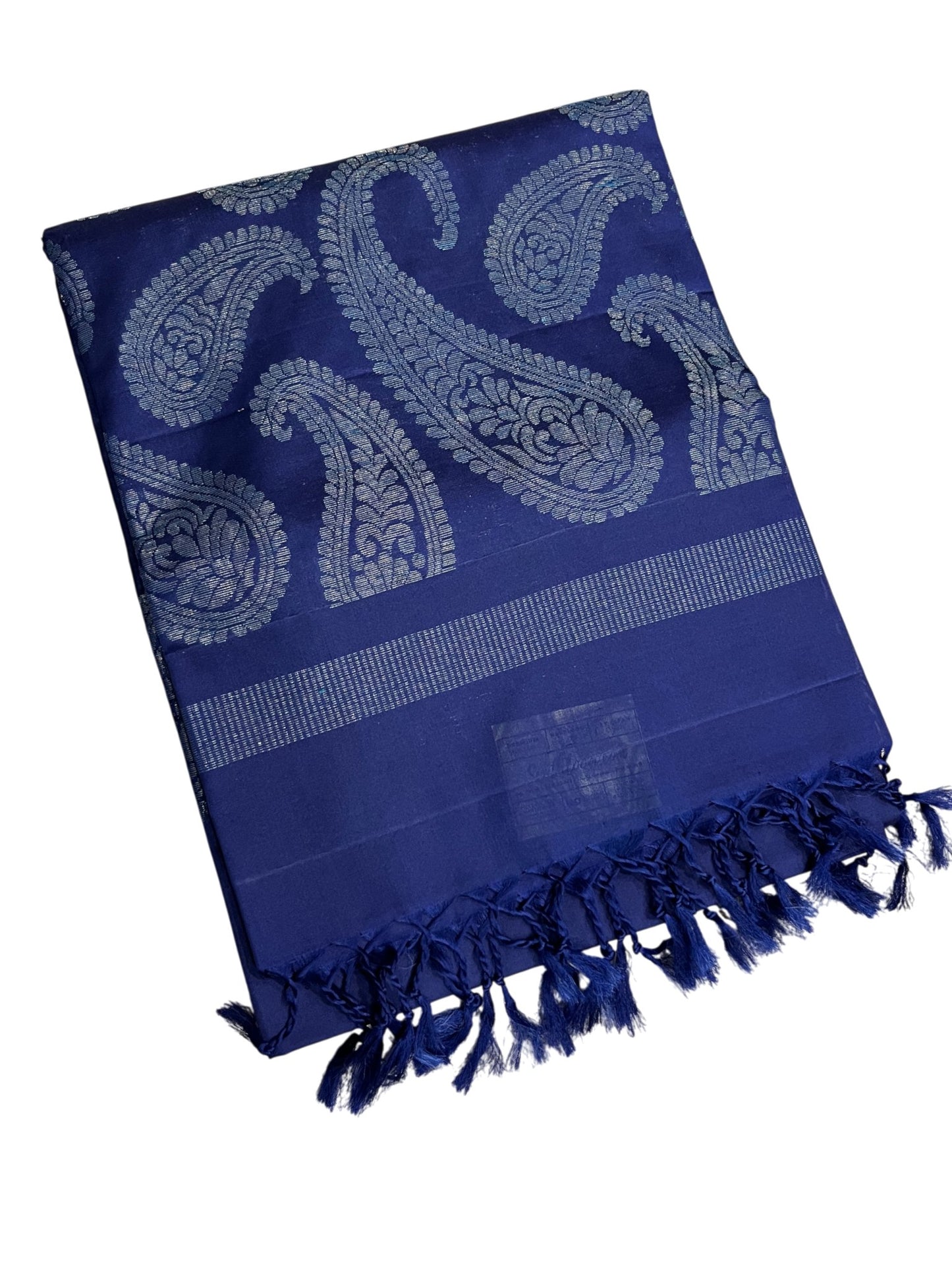 Southloom Pure Handloom Bridal Kanchipuram Silk Saree with Korvai Work (Blue)