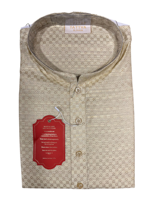 Southloom Semi Silk Short Kurta for Men in Beige Colour