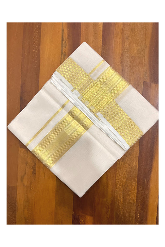 Southloom Premium Balaramapuram Wedding Handloom Mundu with Kasavu Woven Border (South Indian Kerala Dhoti)