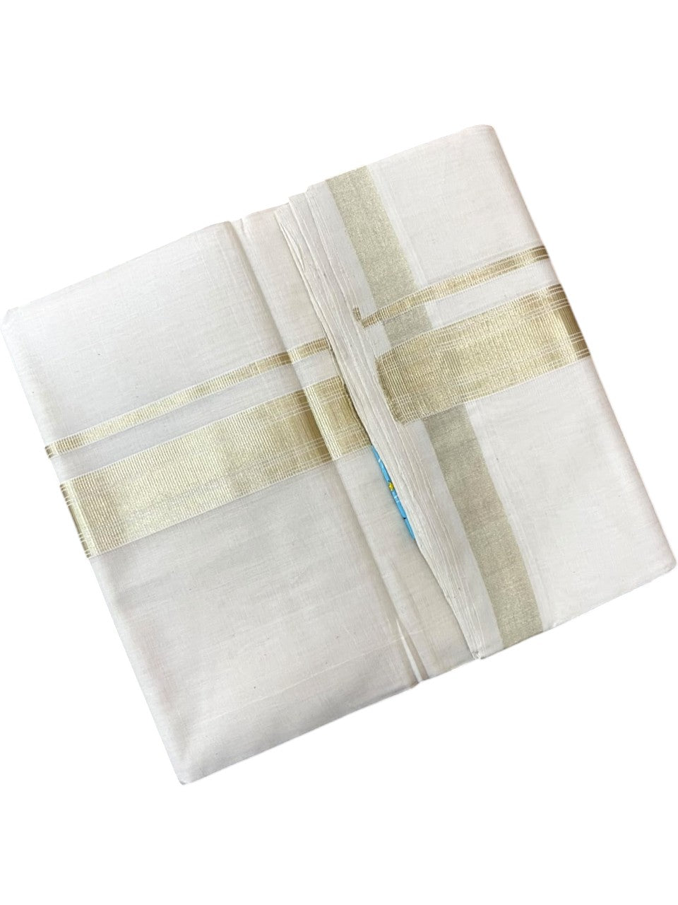 Southloom Balaramapuram Unakkupaavu Premium Handloom Cotton Double Mundu with Gold Kasavu Border