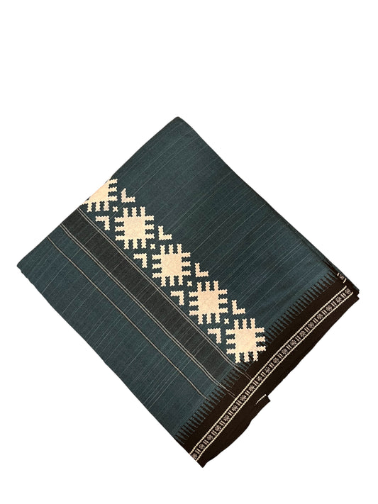 Southloom Blue Printed Single Mundu / Otta Mundu / Lungi (South Indian Kerala Dhoti)