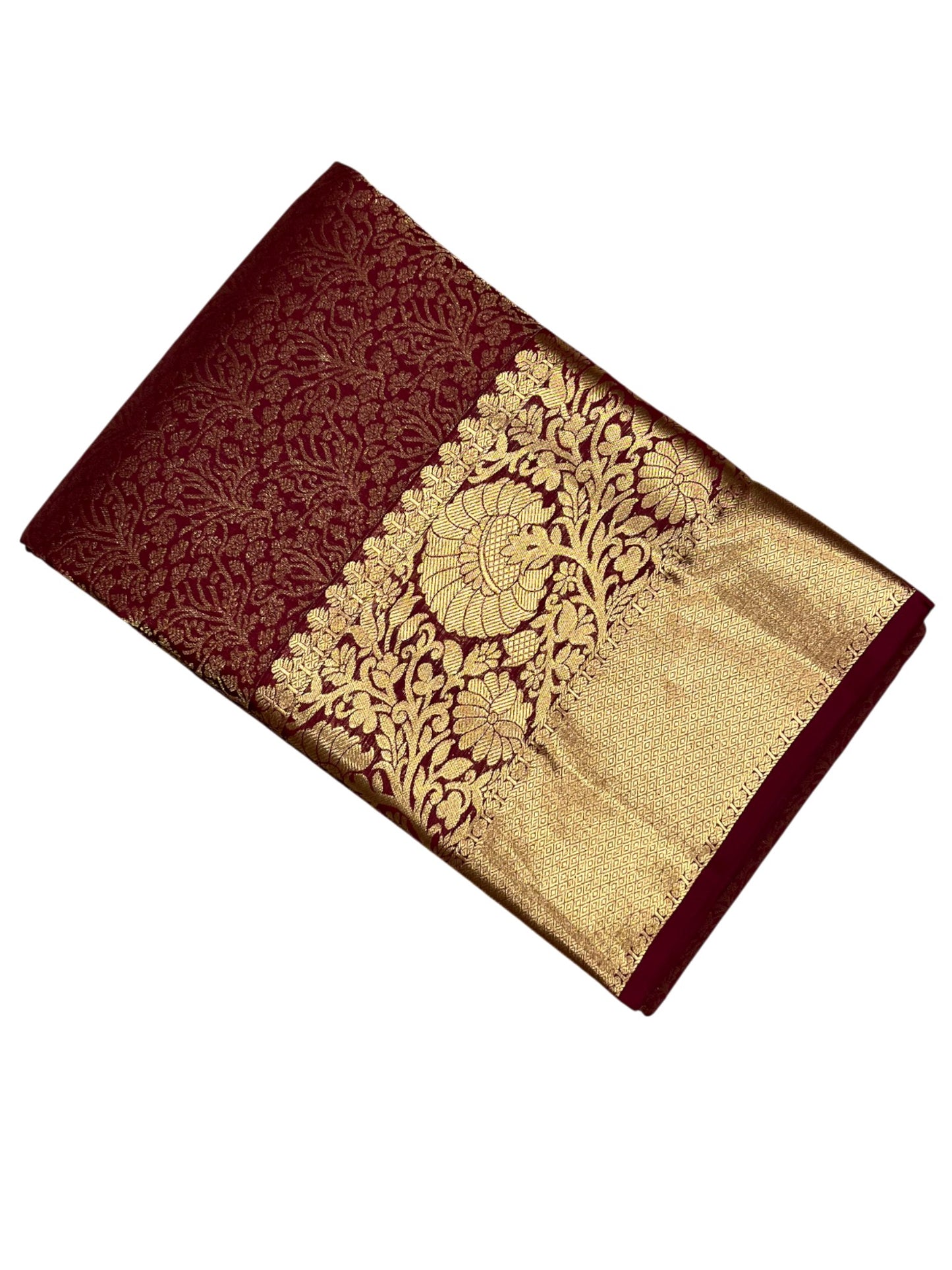 Southloom Pure Handloom Bridal Kanchipuram Silk Saree with Korvai Work (Maroon)