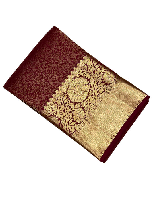 Southloom Pure Handloom Bridal Kanchipuram Silk Saree with Korvai Work (Maroon)