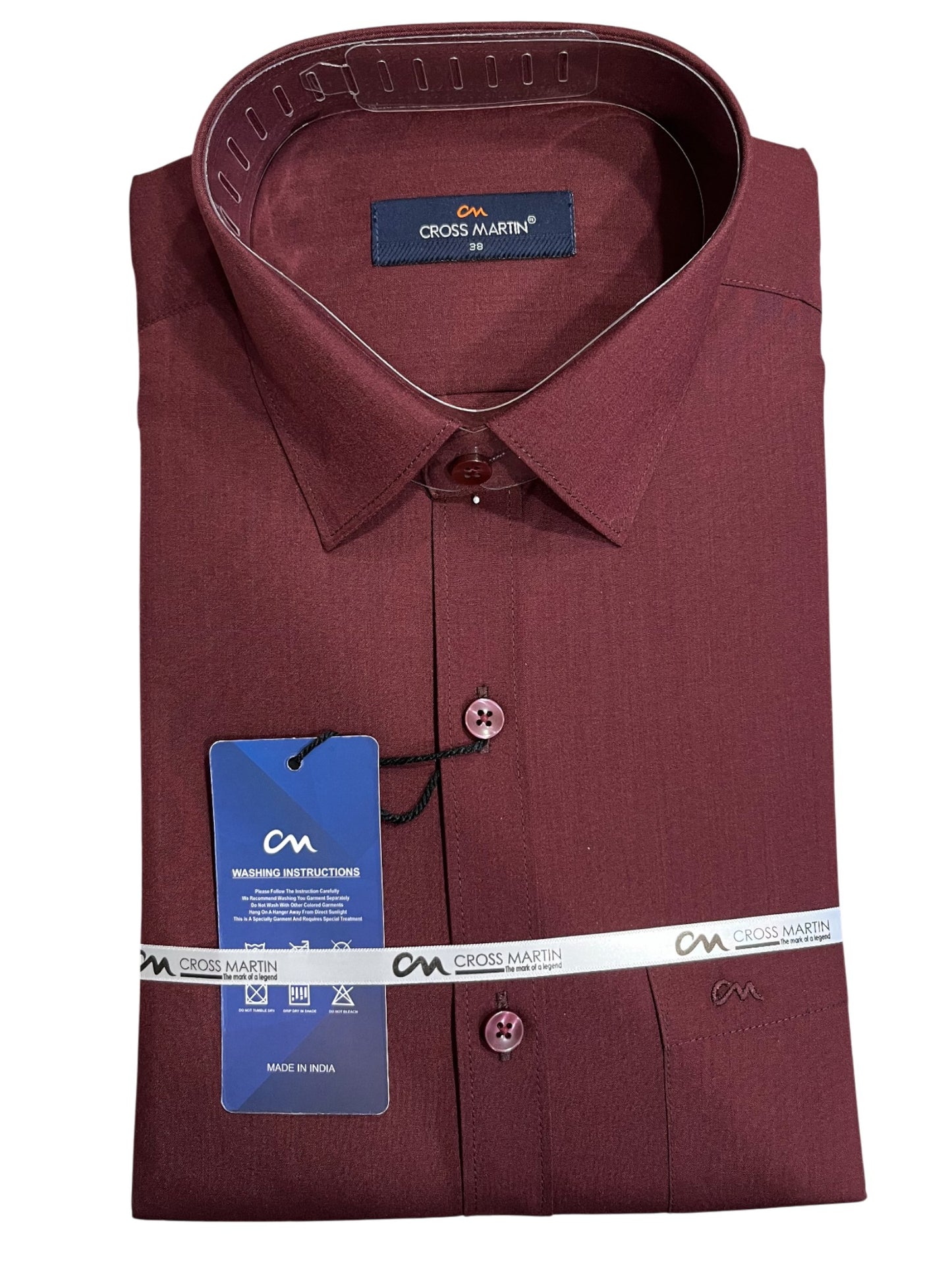 Southloom Pure Cotton Maroon Plain Shirt (38 FS)