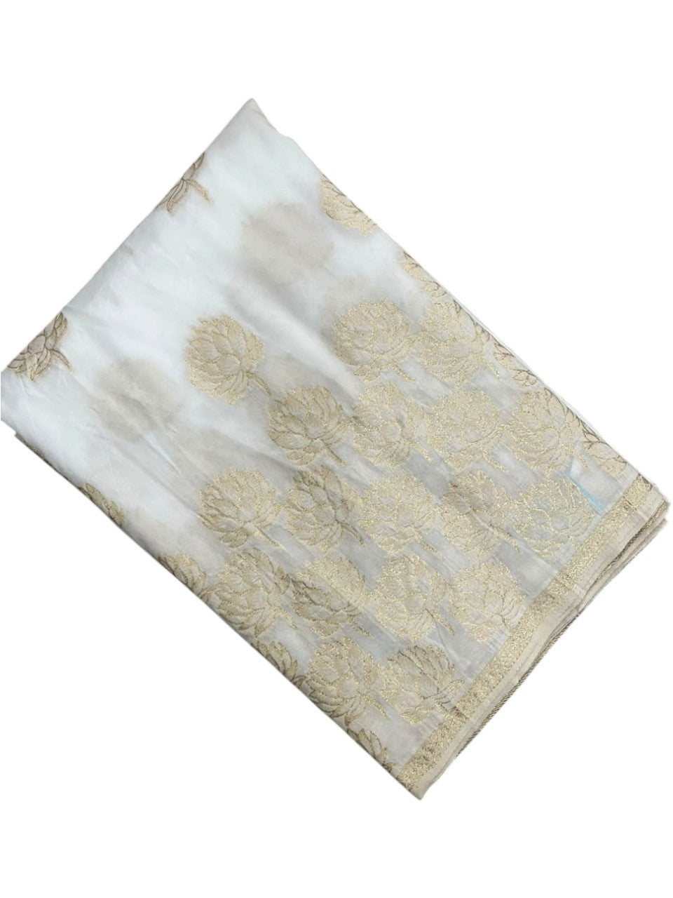 Southloom Organza Saree With Golden Zari Work On Body And Borders