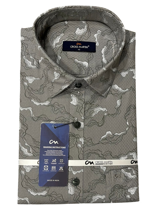 Southloom Pure Cotton Gray Printed Shirt (XL FS)