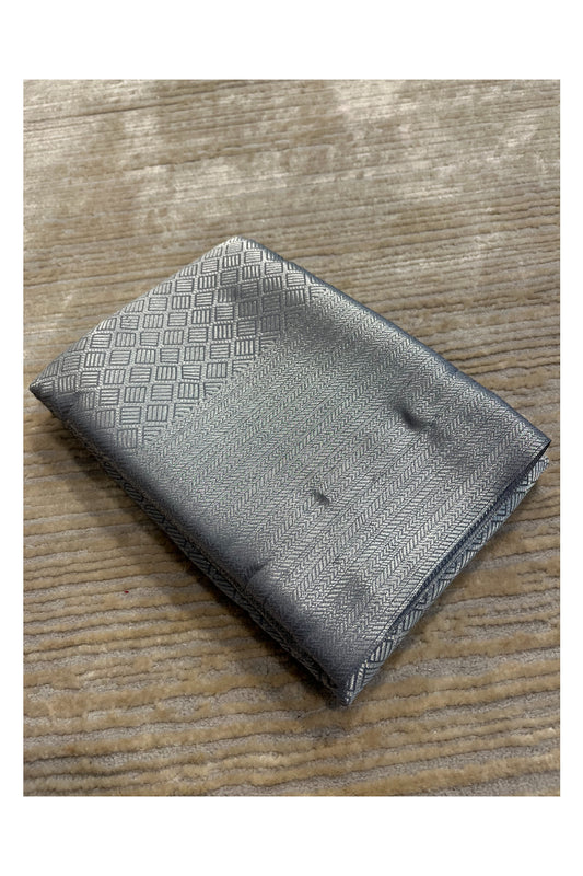 Southloom Brocade Bridal Silk Saree with Silver Zari Work in Grey Pastel Shade