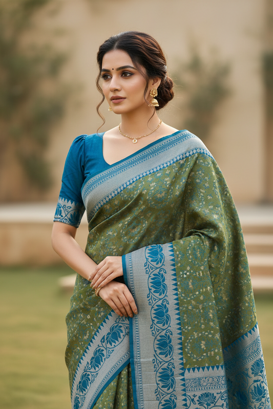 Southloom  Banarasi Silk Saree with Woven Work on Body and Borders