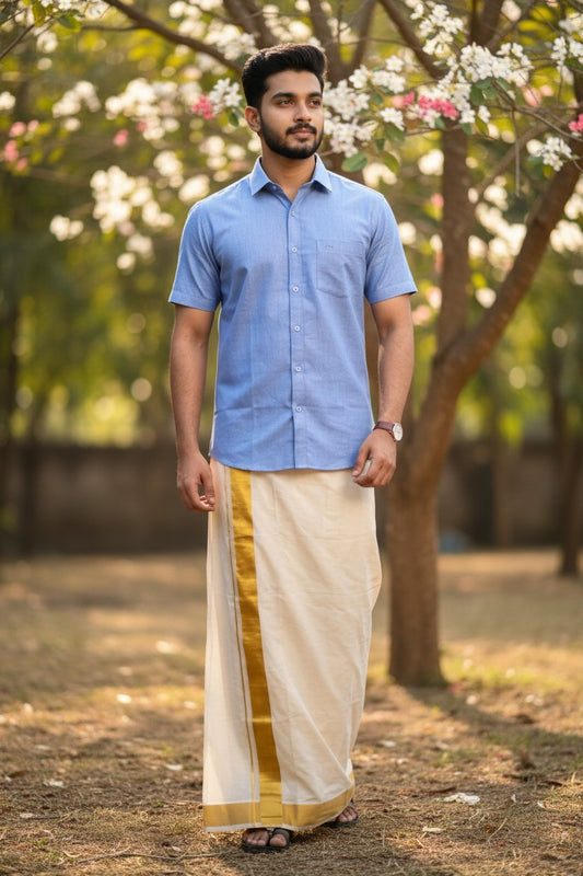 Southloom Pure Cotton Blue Plain Shirt SLSHIRT 40HS