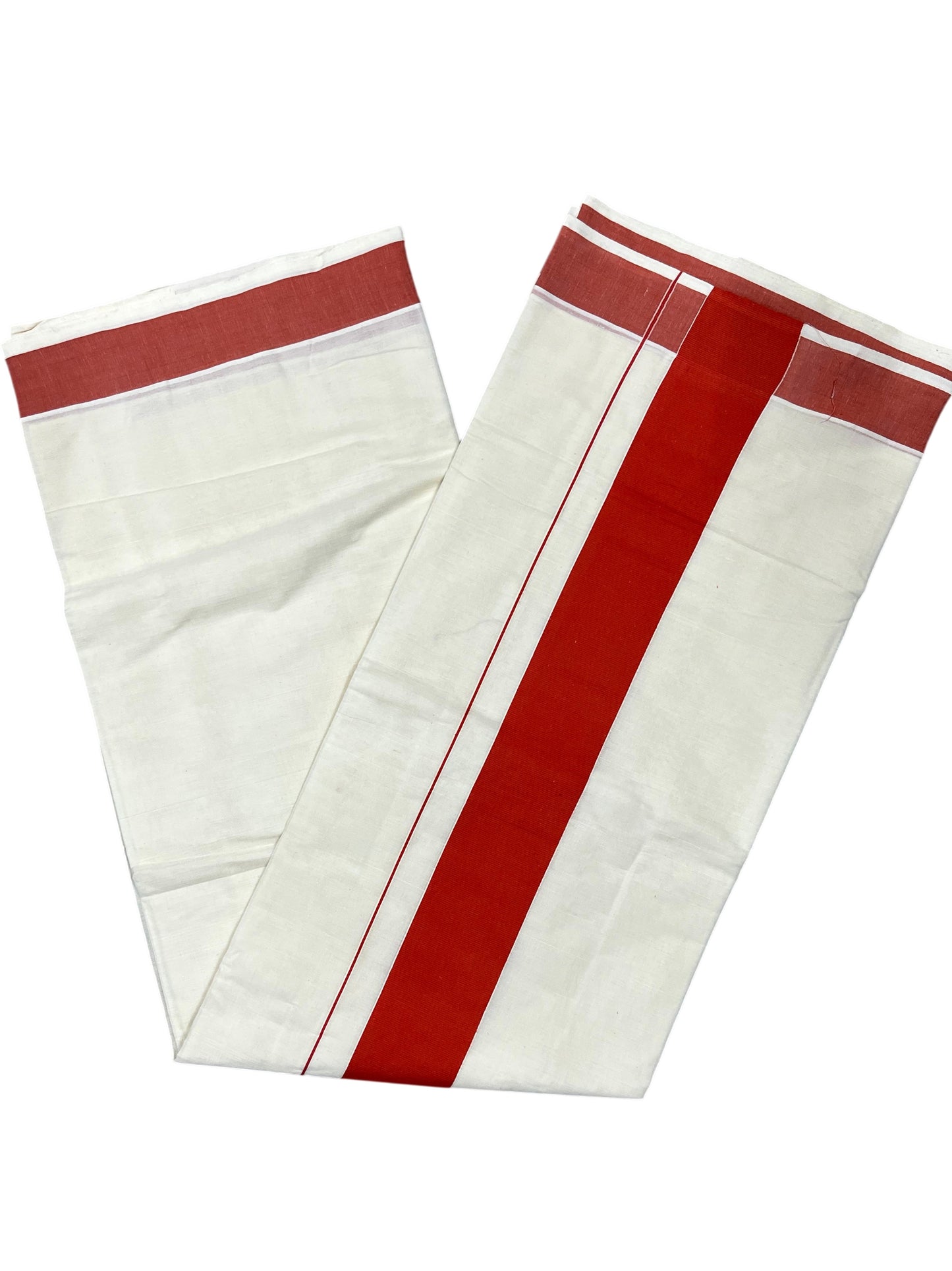 Southloom Pure Cotton Kerala Saree with Orange Plain Border