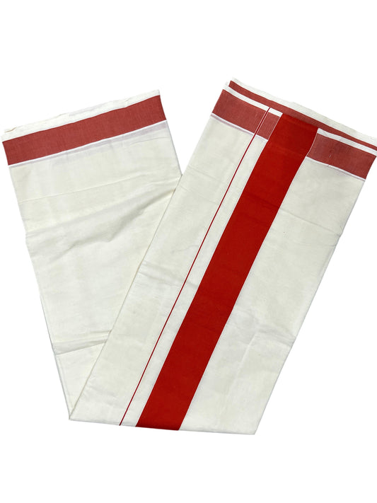 Southloom Pure Cotton Kerala Saree with Orange Plain Border