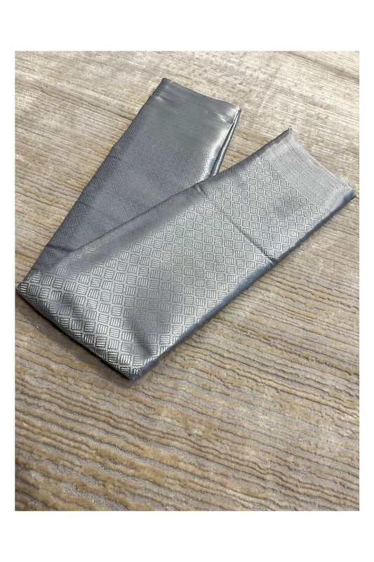 Southloom Banarasi Silver Zari Brocade Work Silk Saree in Grey Pastel Shade