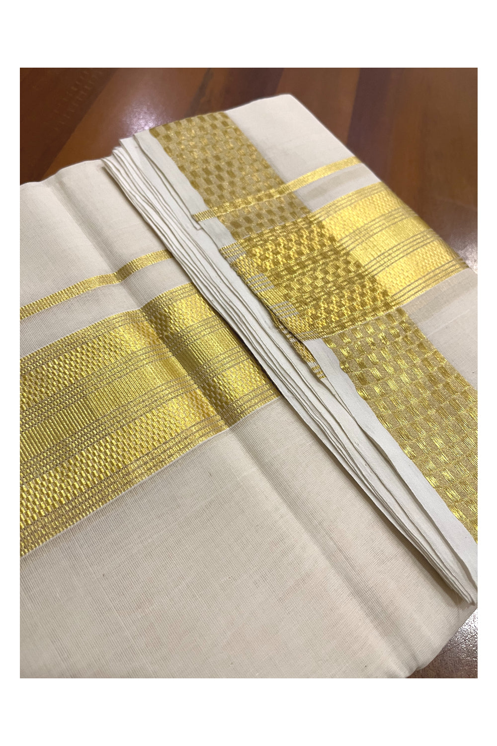 Southloom Premium Balaramapuram Wedding Handloom Mundu with Kasavu Woven Border (South Indian Kerala Dhoti)