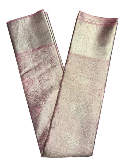 Southloom Premium Handloom Bridal Kanchipuram Silk Saree with Korvai Work (Pink)