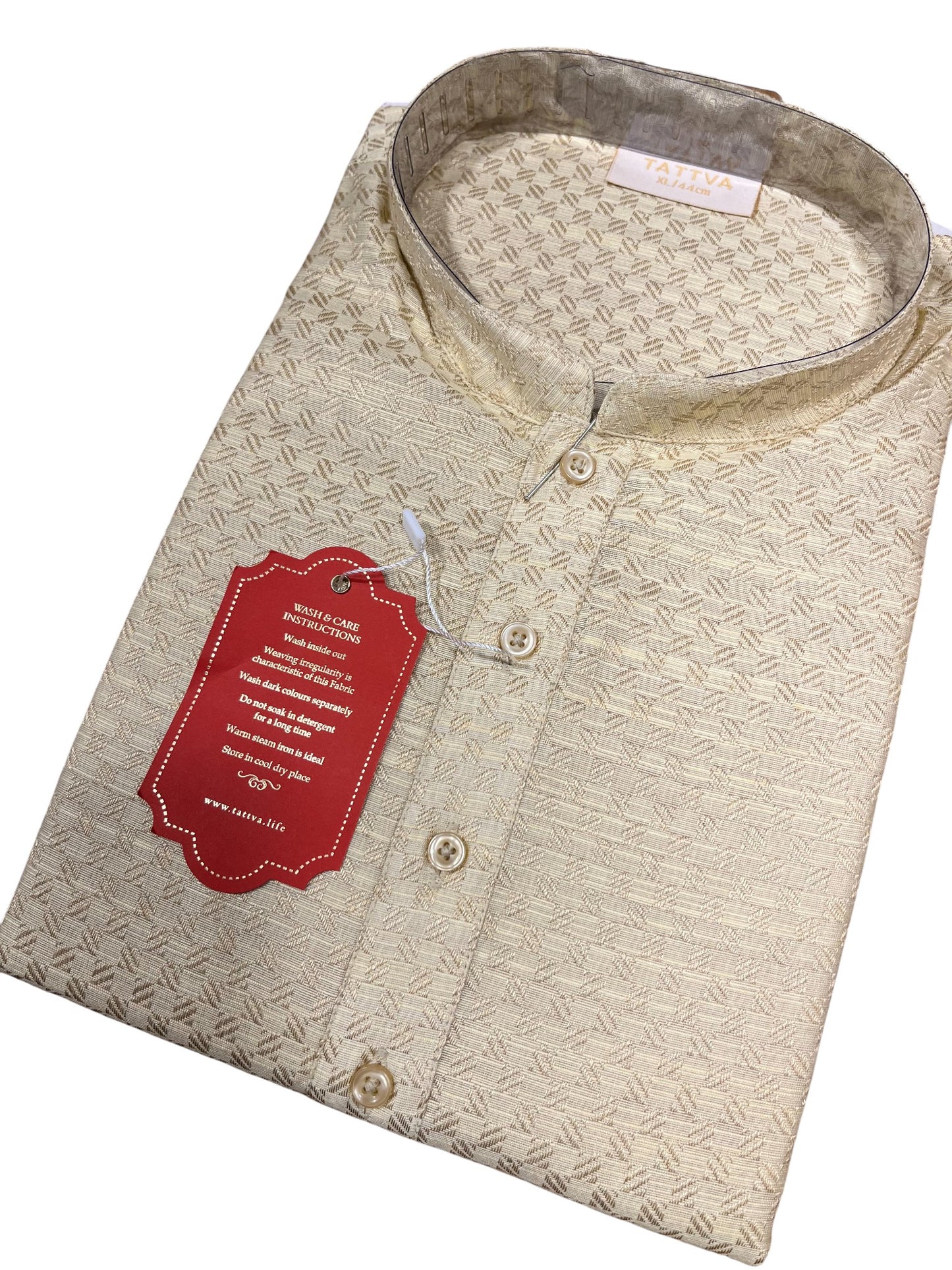 Southloom Semi Silk Short Kurta for Men in Beige Colour