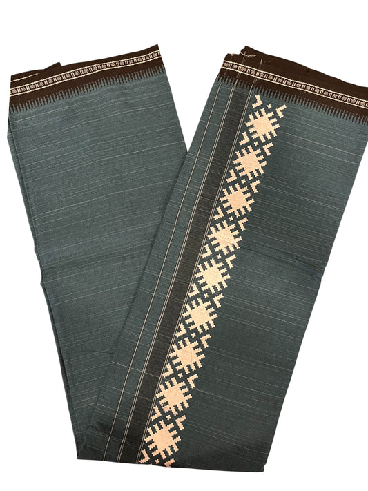Southloom Blue Printed Single Mundu / Otta Mundu / Lungi (South Indian Kerala Dhoti)