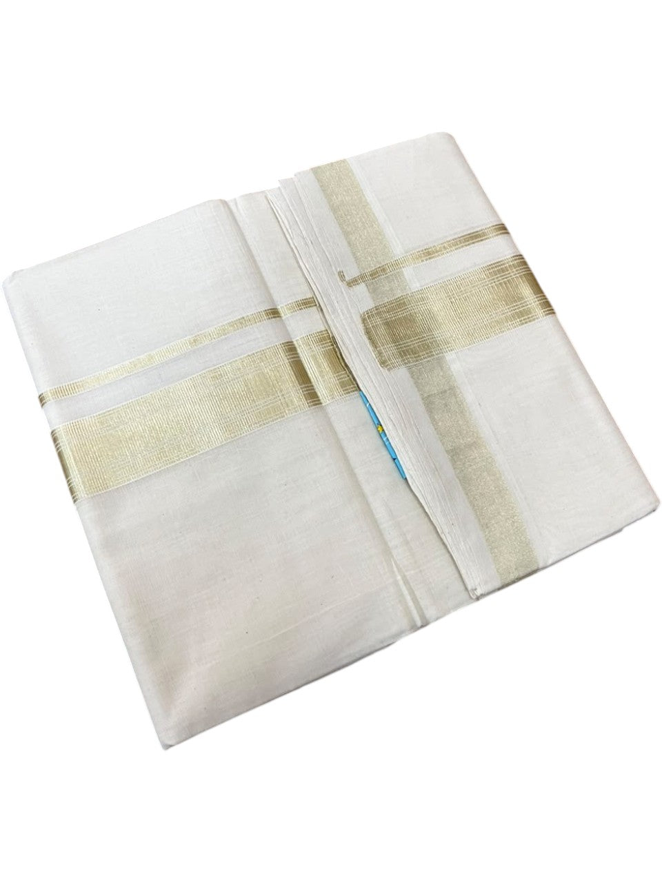 Southloom Balaramapuram Unakkupaavu Premium Handloom Cotton Double Mundu with Gold Kasavu Border